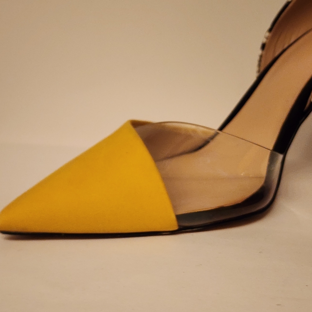 ALDO Serpent Pointed Toe Yellow and Black Pump Heels Size 7.5 - Picture 5 of 12
